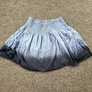 Missimo 100% Cotton Skirt Women’s L Smocked Elastic Waist Patch Pockets Blue NWT